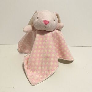 Pink Polka Dot Bunny Lovey Baby Security Blanket Toy